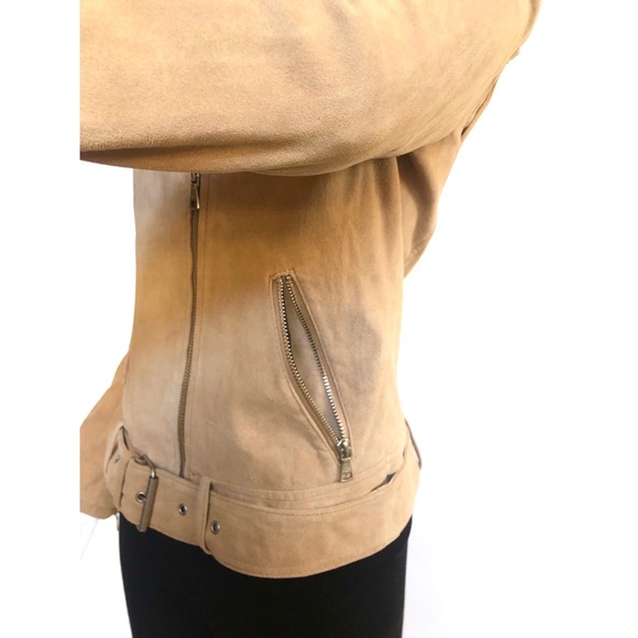 UGG STACEY SUEDE MOTO JACKET -CAMEL TAN  LAMB SUEDE -WOMEN’S SIZE XS -NEW - Picture 5 of 9